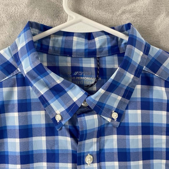 Vineyard Vines Shirt men's XL Button Down OTG On-The-Go Performance Plaid Blue - Picture 4 of 12